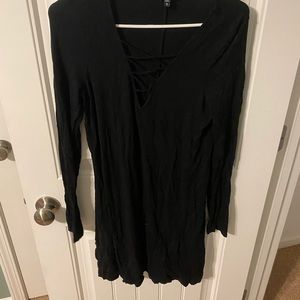 long sleeve black dress from express